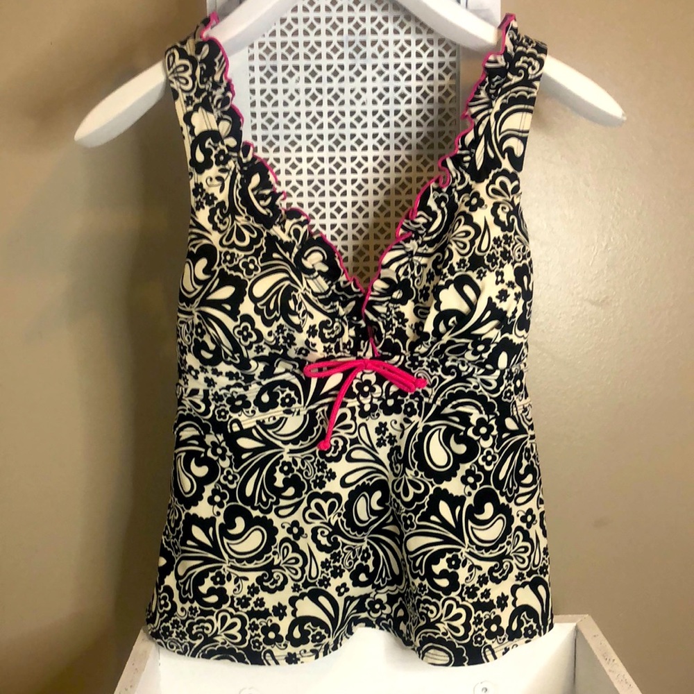Cazimi black and white floral tankini